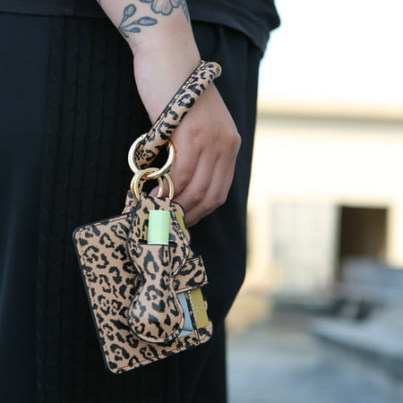 Details about   PU Leather Leopard Keyring Bracelet Card Holder Wrist Keychain Snake Pattern